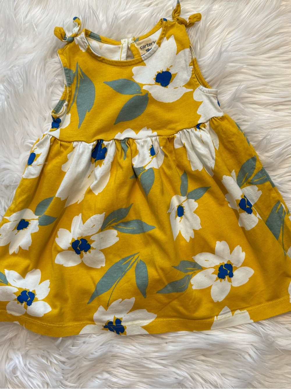 Carter’s Baby Girls Size 18 Months Mustard Floral Dress Bloomers Party